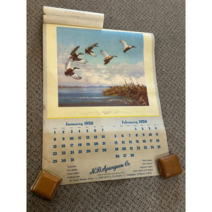 Vintage 1950 Game Birds by Richard E Bishop Calendar w/ 6 Tintogravure Prints