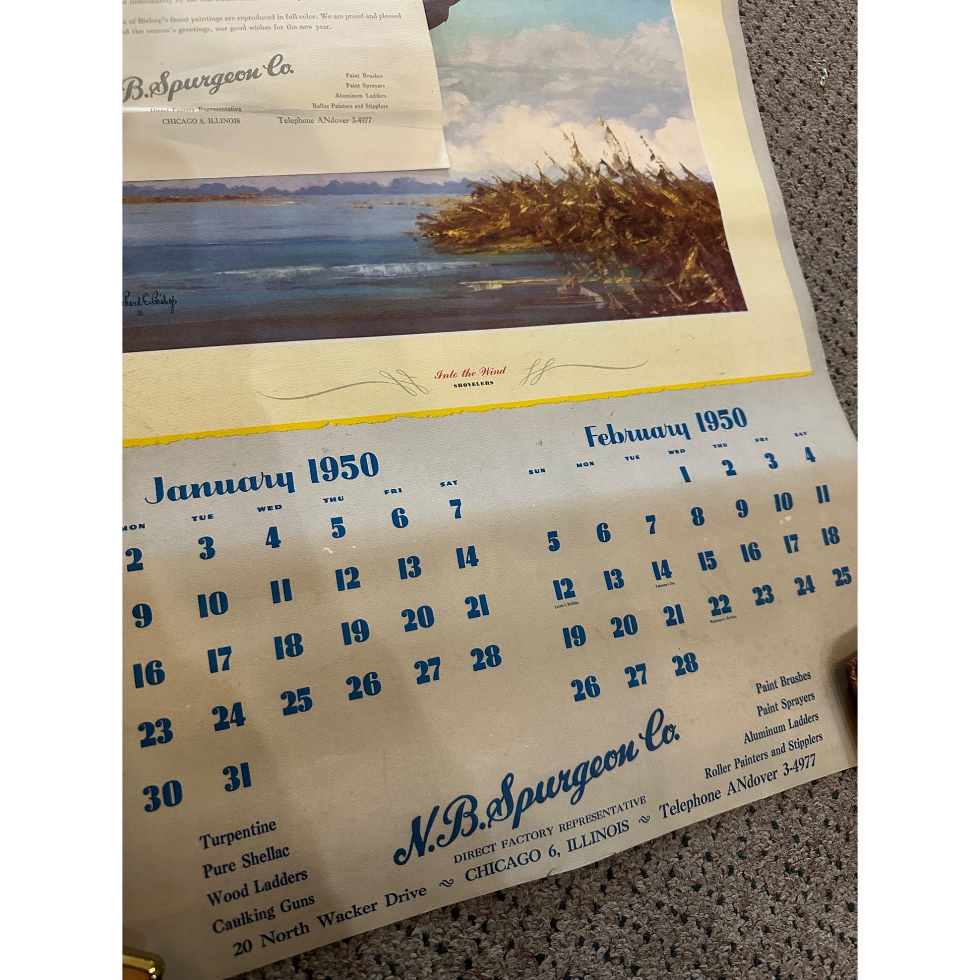 Vintage 1950 Game Birds by Richard E Bishop Calendar w/ 6 Tintogravure Prints