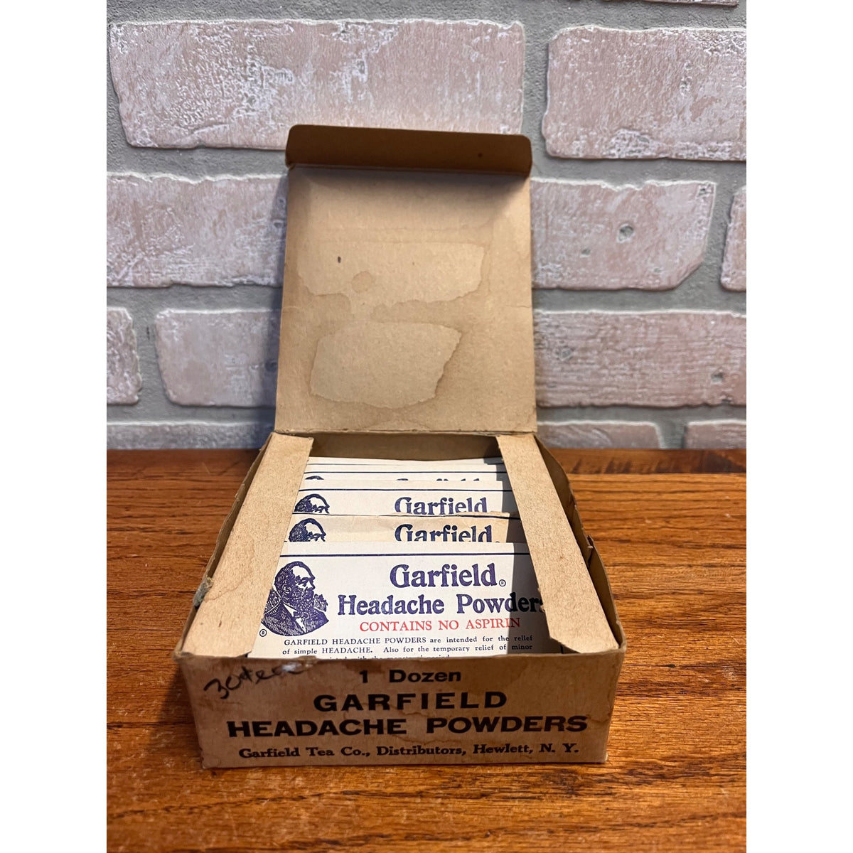 Antique c1880s President James Garfield Headache Powder Store Display Box Medicine