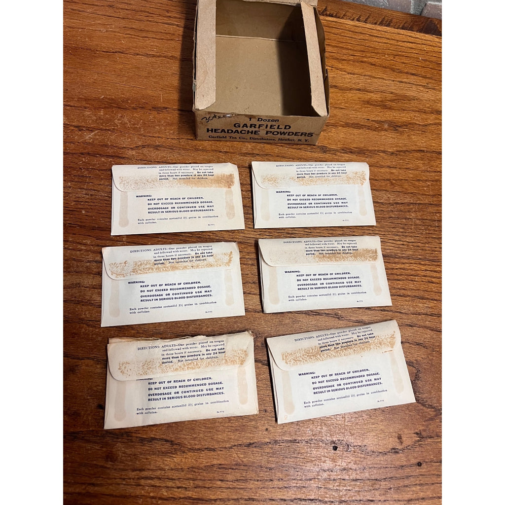 Antique c1880s President James Garfield Headache Powder Store Display Box Medicine