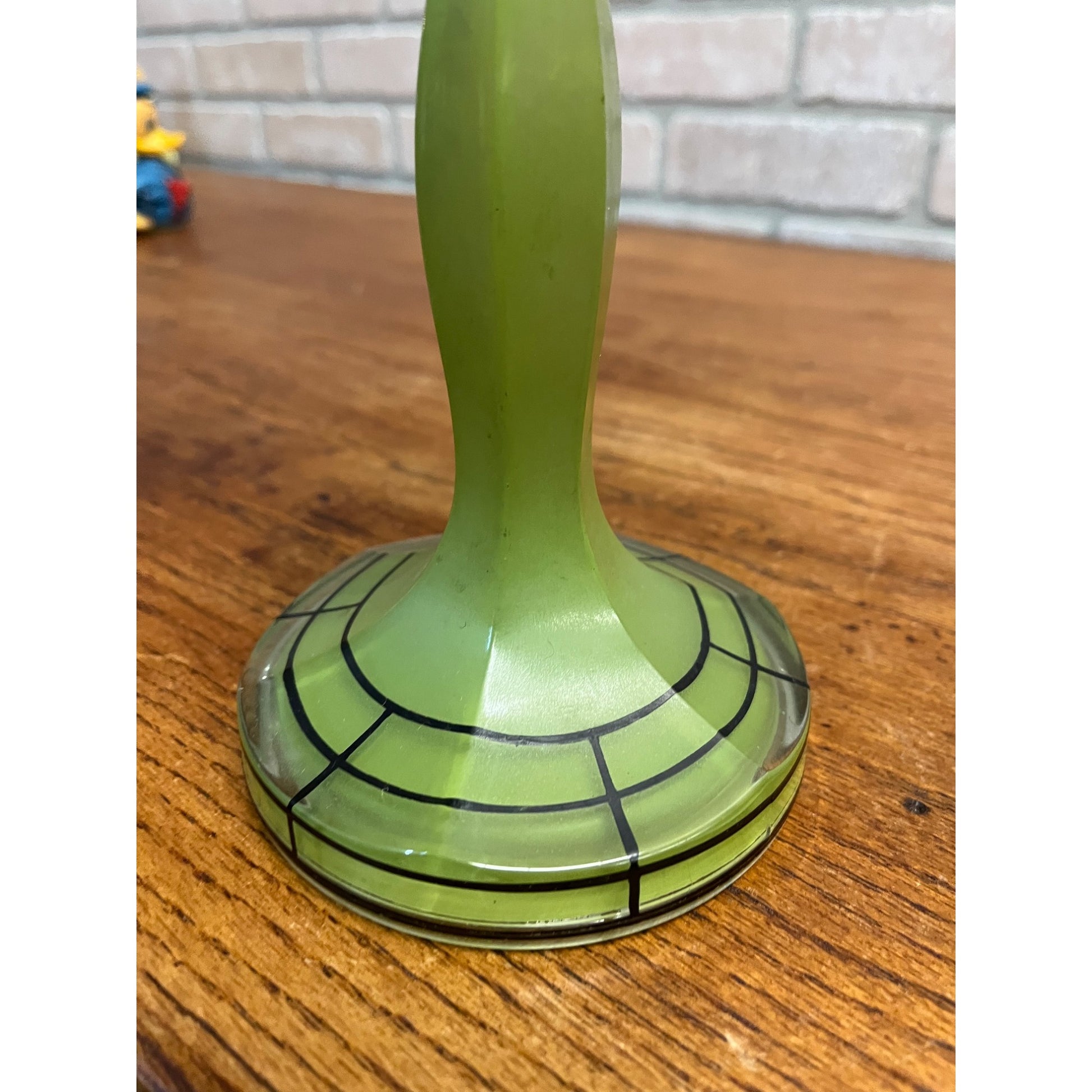 Vintage Pair of Green Bohemian Czech Candlesticks Art Deco 8.5" Czechoslovakia