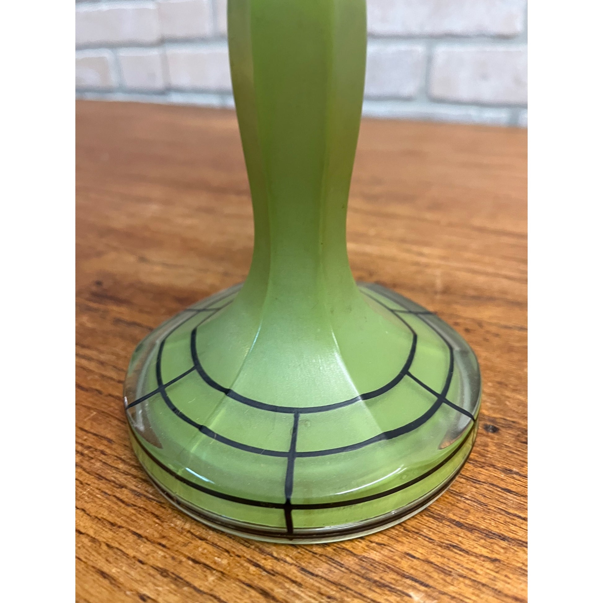 Vintage Pair of Green Bohemian Czech Candlesticks Art Deco 8.5" Czechoslovakia
