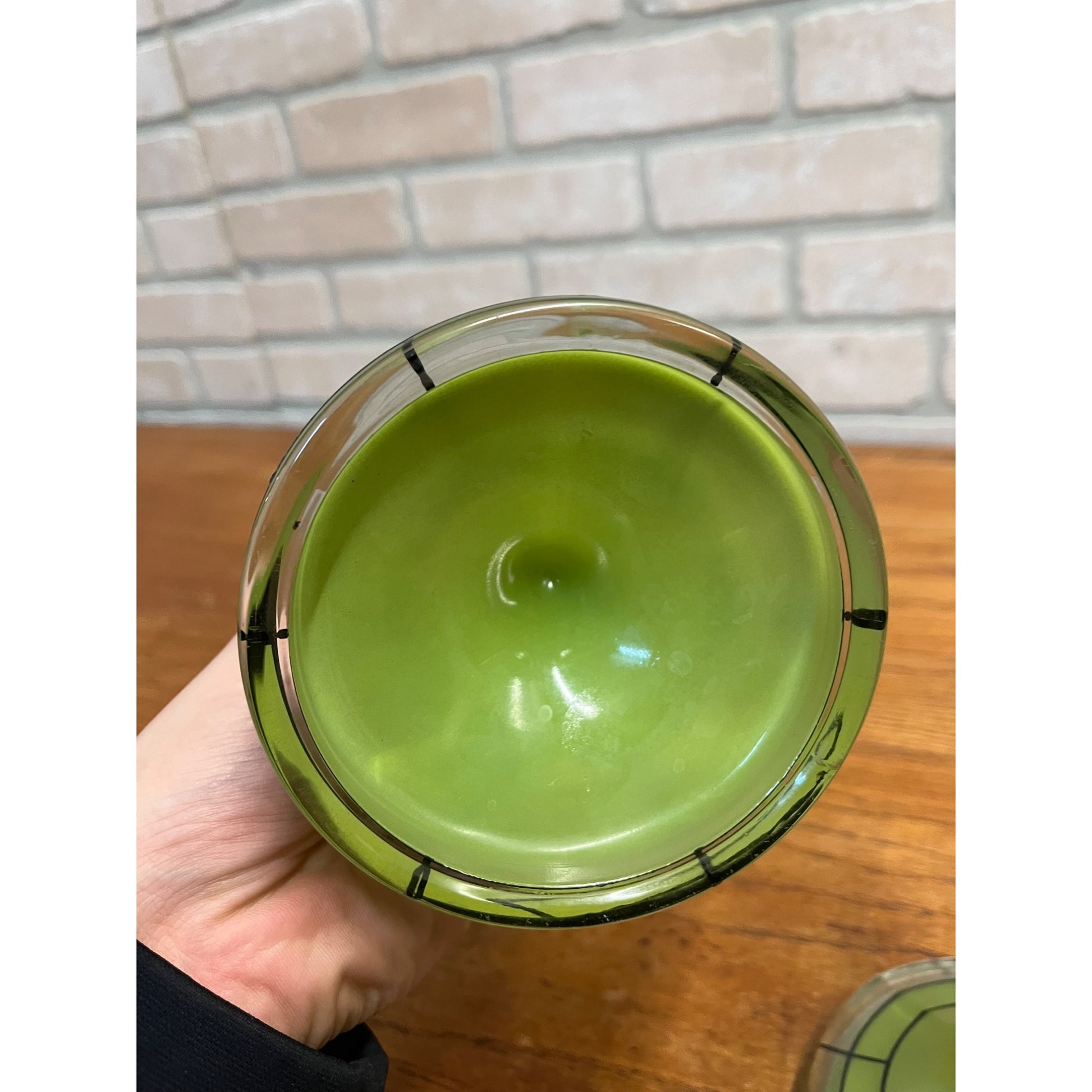 Vintage Pair of Green Bohemian Czech Candlesticks Art Deco 8.5" Czechoslovakia