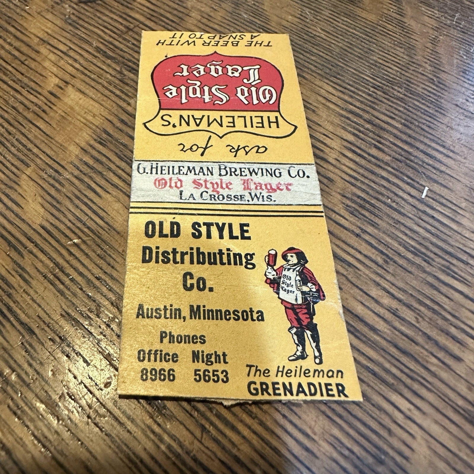 Old Style Lager Austin MN Beer La Crosse Wis Advertising Matchbook 1940s