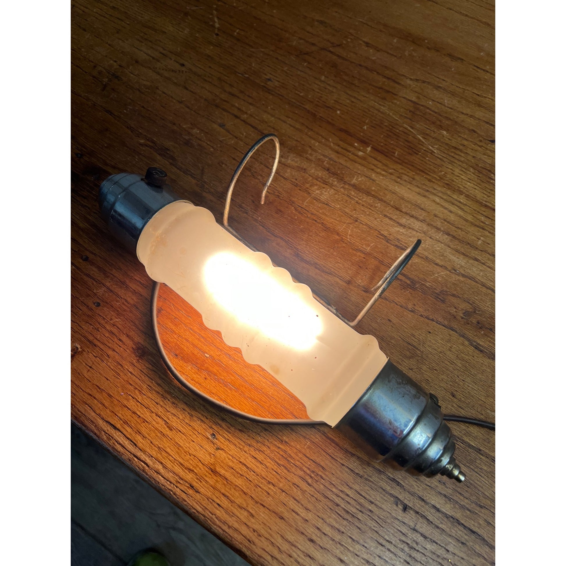 Vintage Hanging Electric Bed Lamp Frosted Glass Chrome Mid-Century - Works