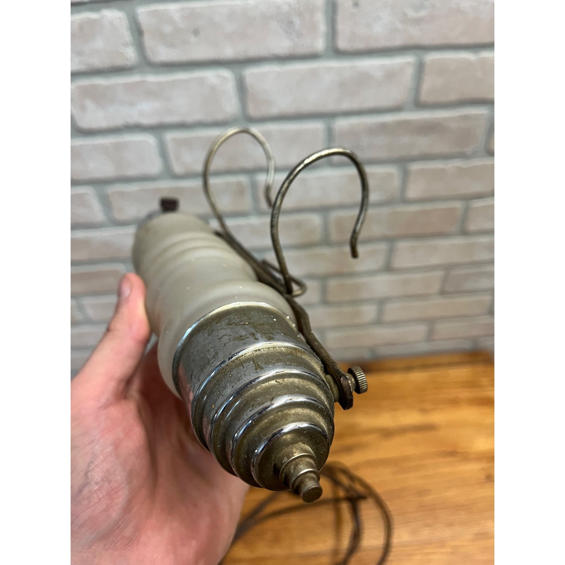 Vintage Hanging Electric Bed Lamp Frosted Glass Chrome Mid-Century - Works