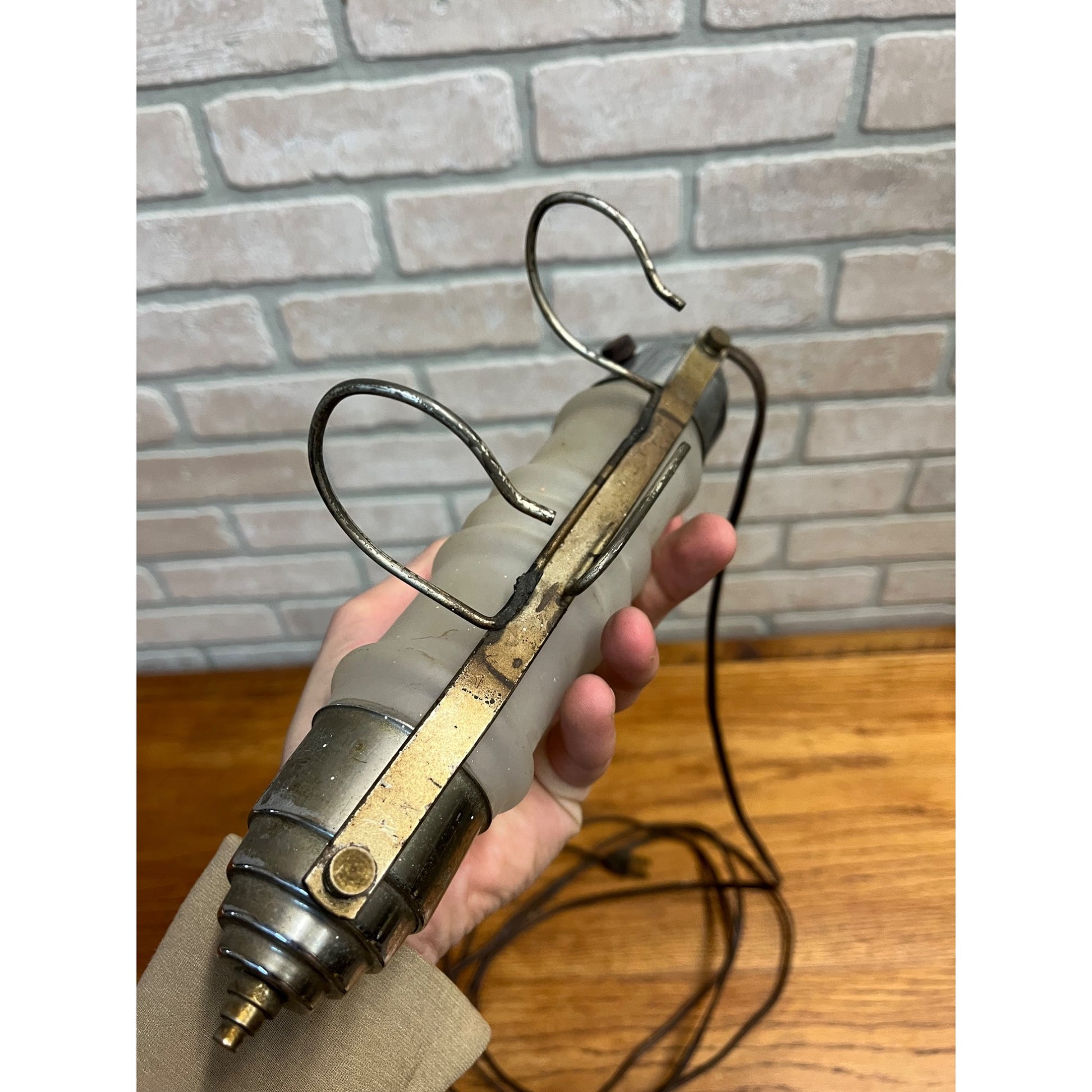 Vintage Hanging Electric Bed Lamp Frosted Glass Chrome Mid-Century - Works