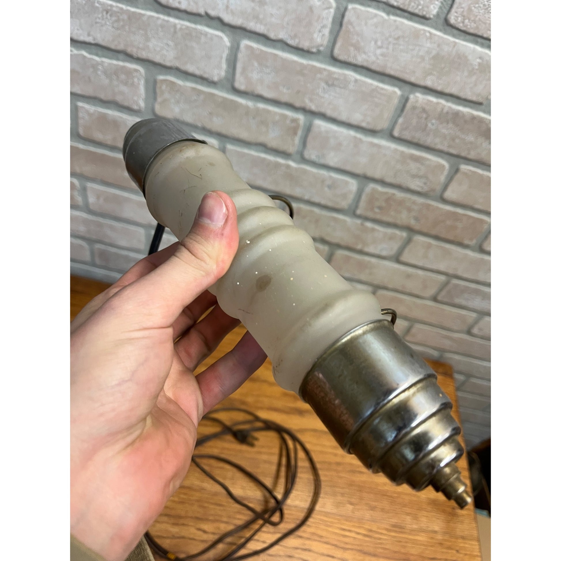 Vintage Hanging Electric Bed Lamp Frosted Glass Chrome Mid-Century - Works