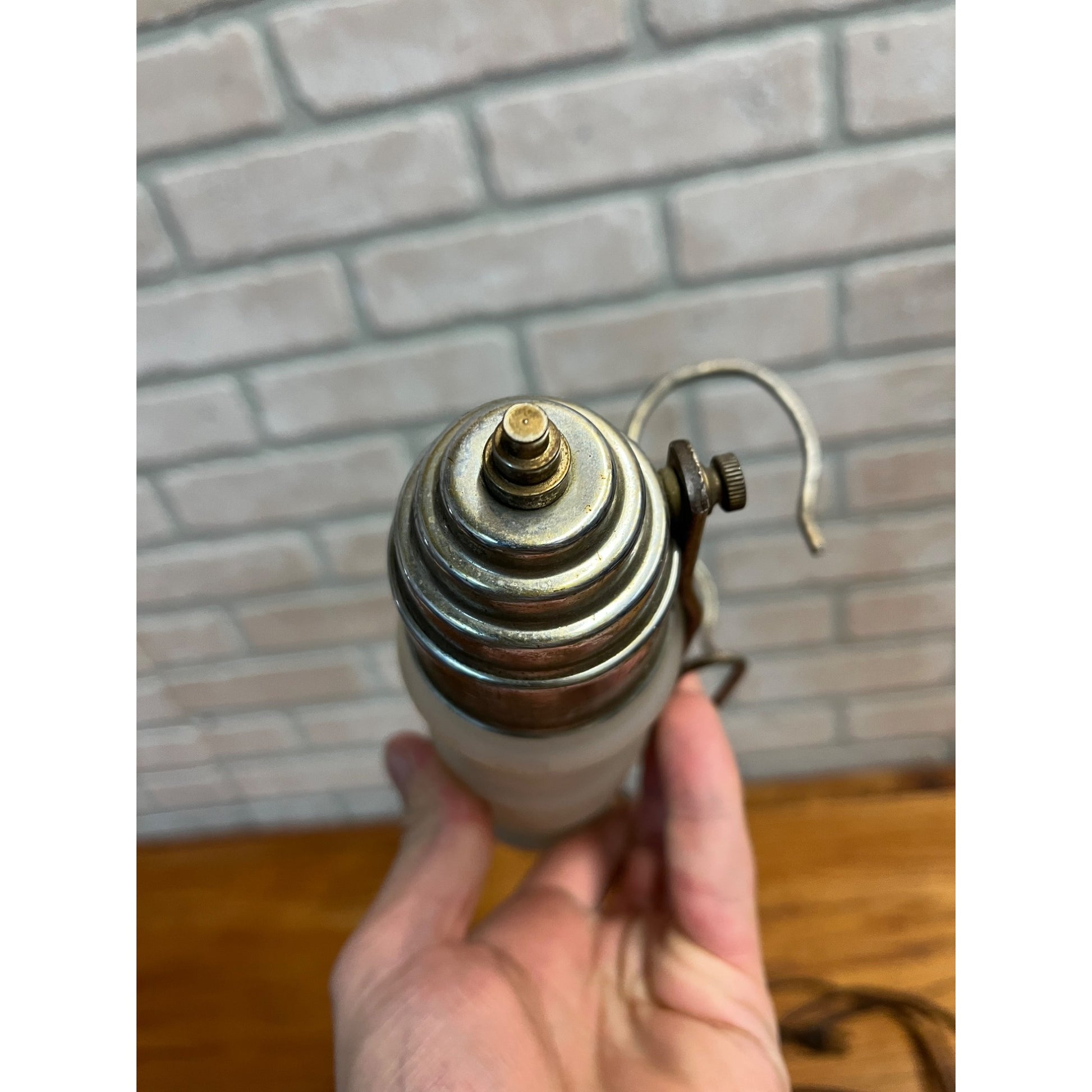 Vintage Hanging Electric Bed Lamp Frosted Glass Chrome Mid-Century - Works