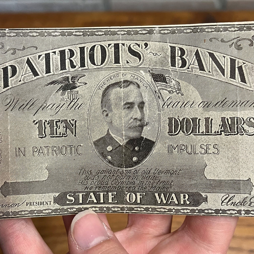 Original Spanish American War Patriots Bank Bond Note State of War Admiral Dewey