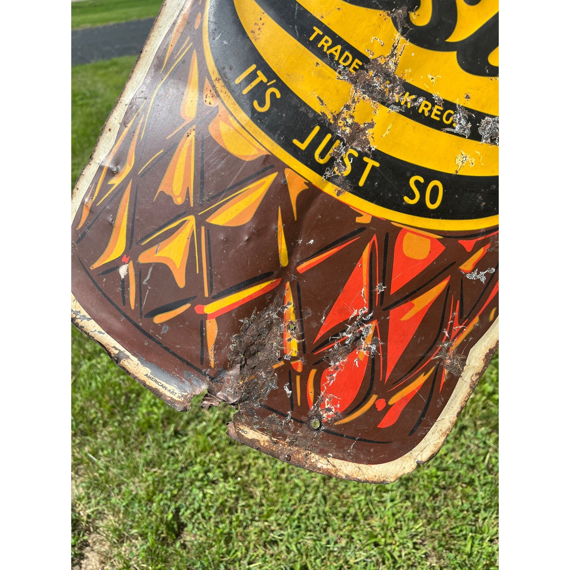 Rare Large Vintage 1930s Zesto Soda Pop Gas Station 44" Embossed Metal Sign