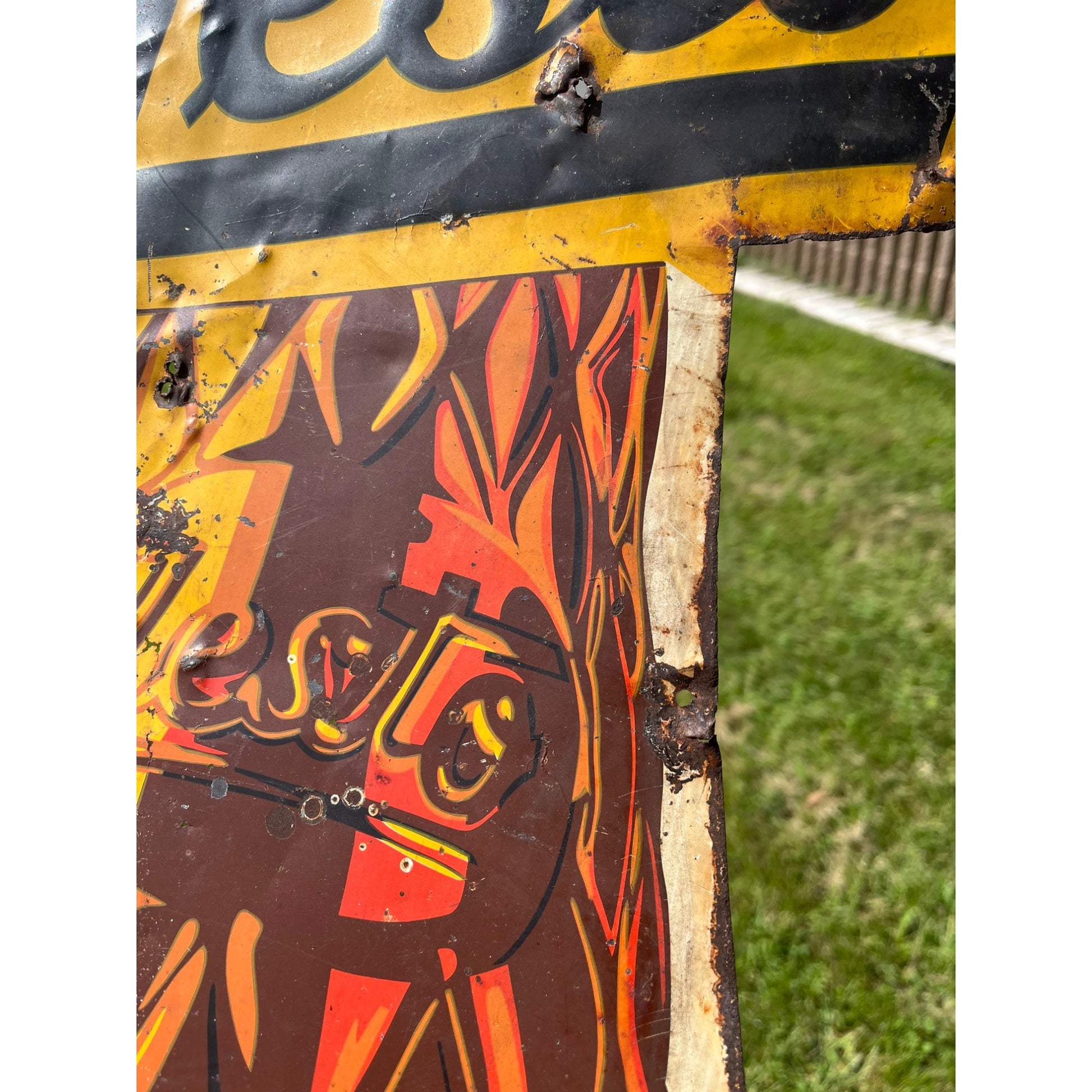 Rare Large Vintage 1930s Zesto Soda Pop Gas Station 44" Embossed Metal Sign