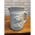 Antique Victorian Stoneware Pitcher Vase Lady Scene As-Is