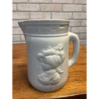 Antique Victorian Stoneware Pitcher Vase Lady Scene As-Is