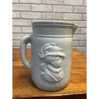 Antique Victorian Stoneware Pitcher Vase Lady Scene As-Is