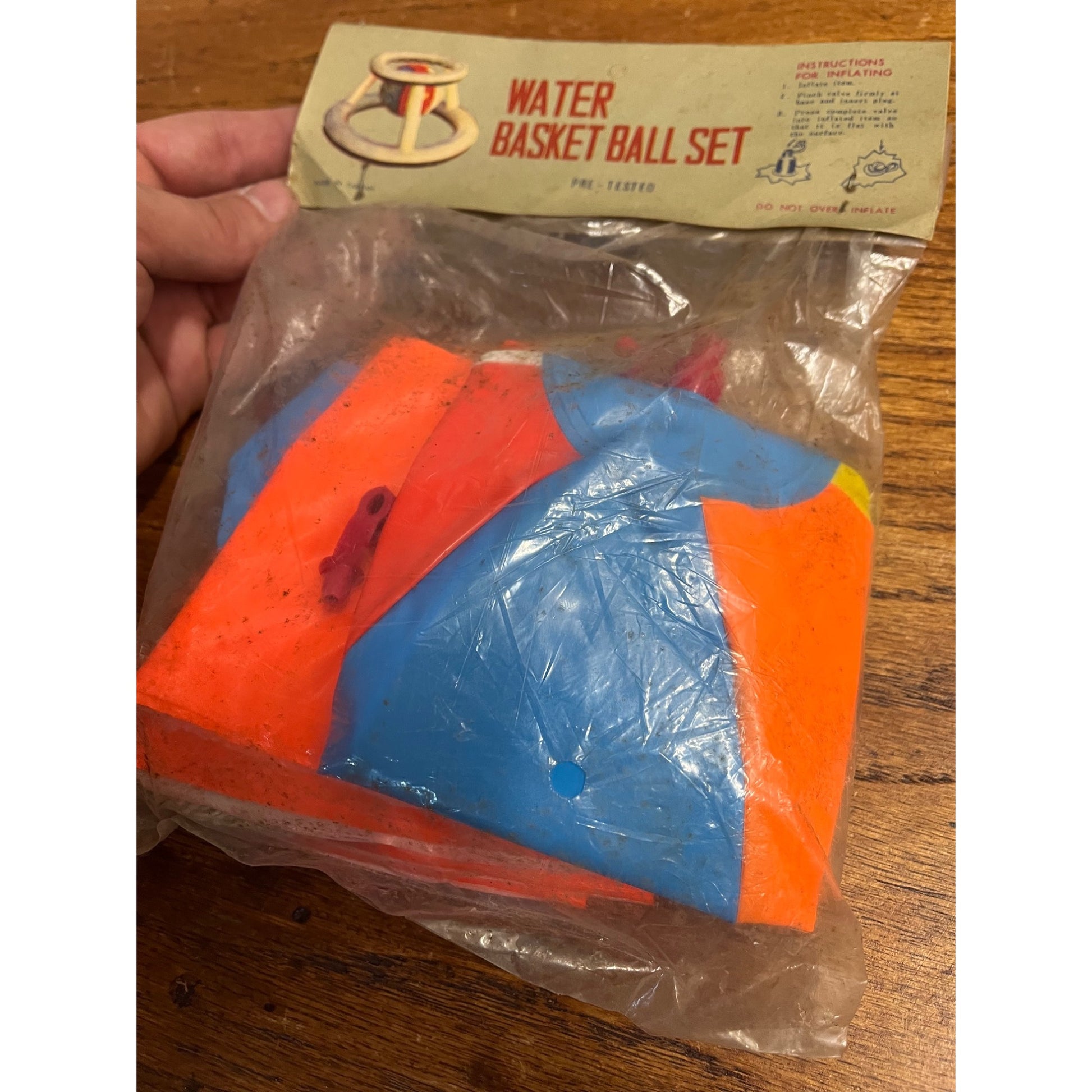 Vintage 1950s Vinyl Inflatable Water Basketball Beach Ball Set Pool Toy NOS NEW