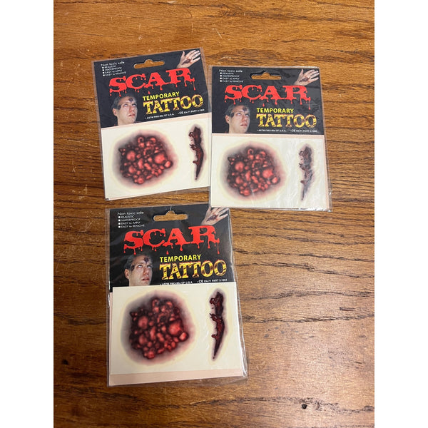 Vintage Halloween Scar Temporary Tattoo Deadstock NOS NEW M-Mark 1998
