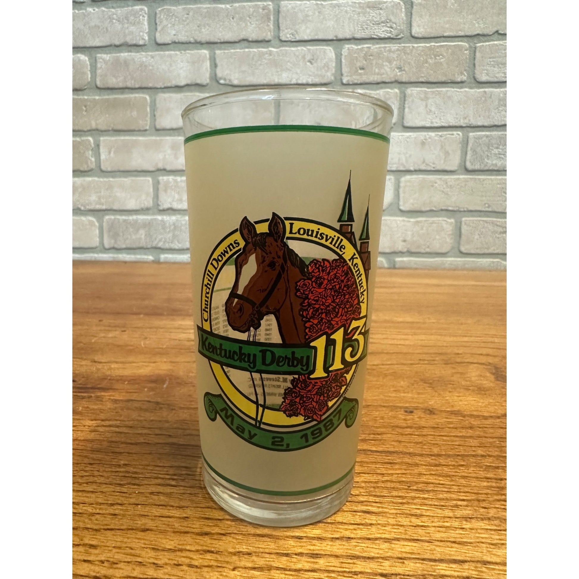 113th Kentucky Derby Churchill Downs Mint Julep Drinking Glass 1987