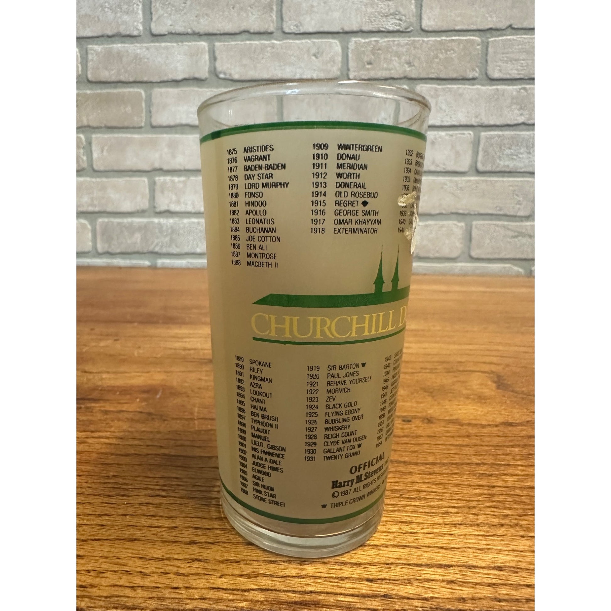 113th Kentucky Derby Churchill Downs Mint Julep Drinking Glass 1987