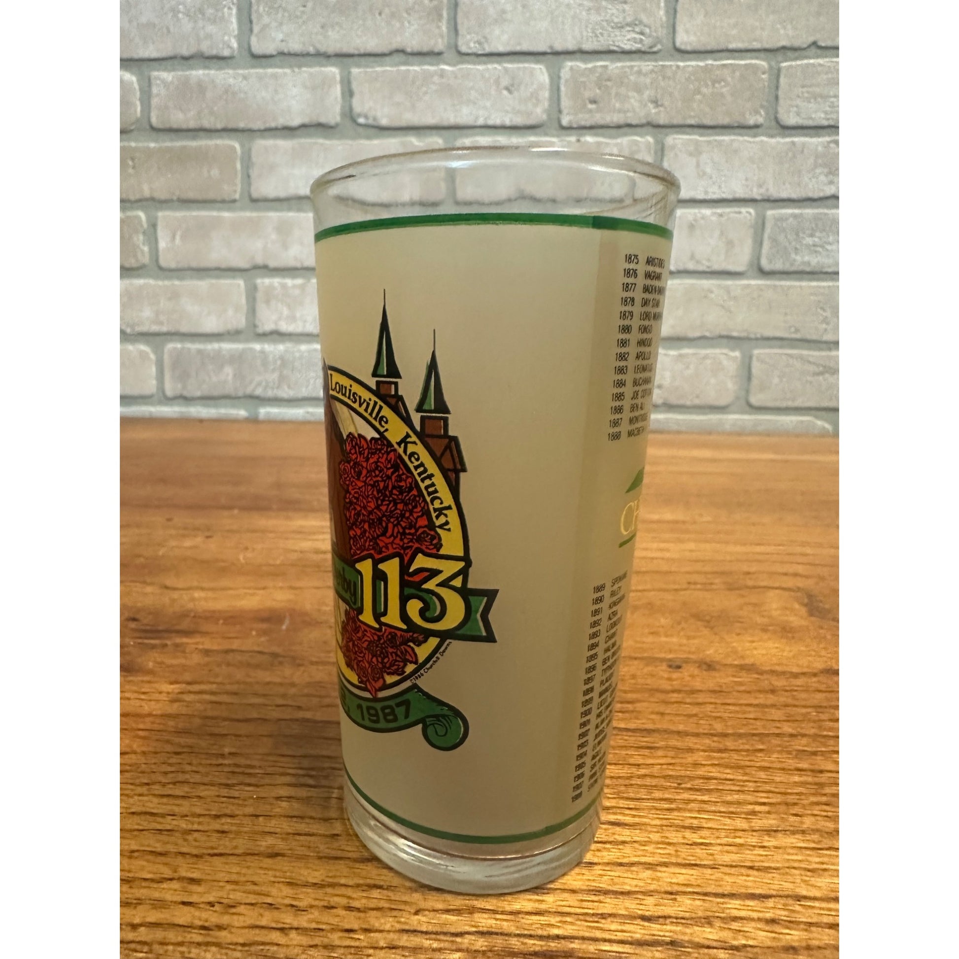 113th Kentucky Derby Churchill Downs Mint Julep Drinking Glass 1987