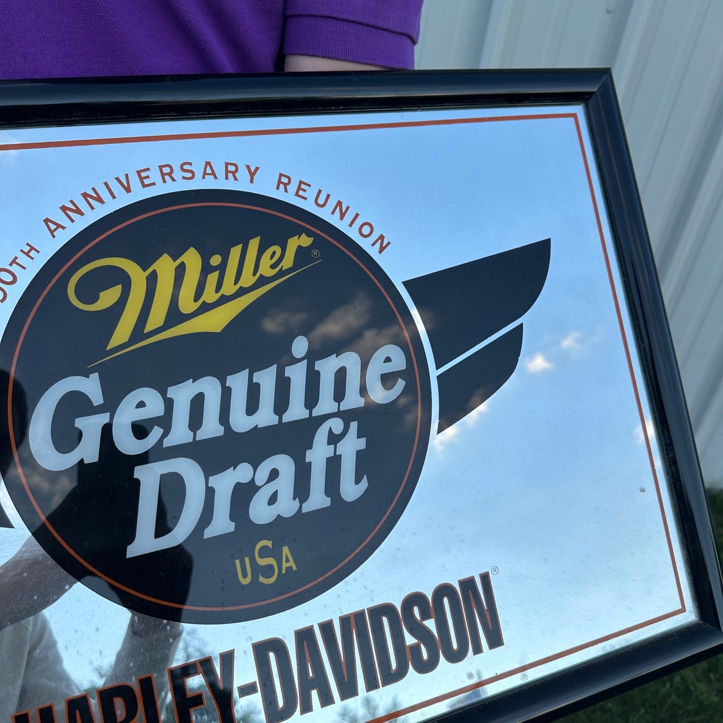 Harley Davidson Miller Genuine Draft MGD Bar Mirror 90th Anniversary