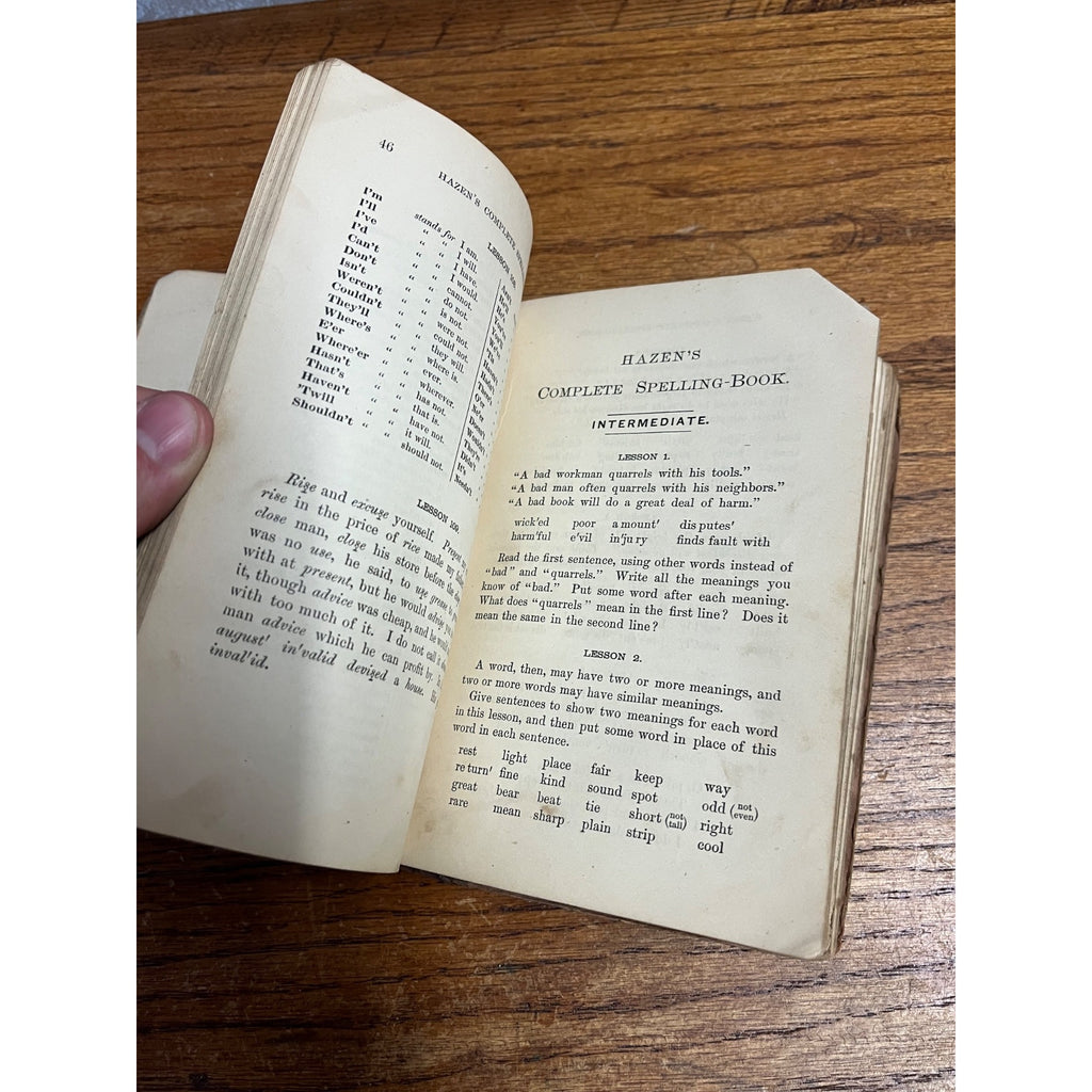 1890 Hazen's Complete Spelling Book All Grades of Public and Private School Hardcover Ginn & Company