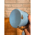 Vintage Small Enamel Berry Bucket Pail Stock Pit W/ Lid Blue Kitchen Enamelware