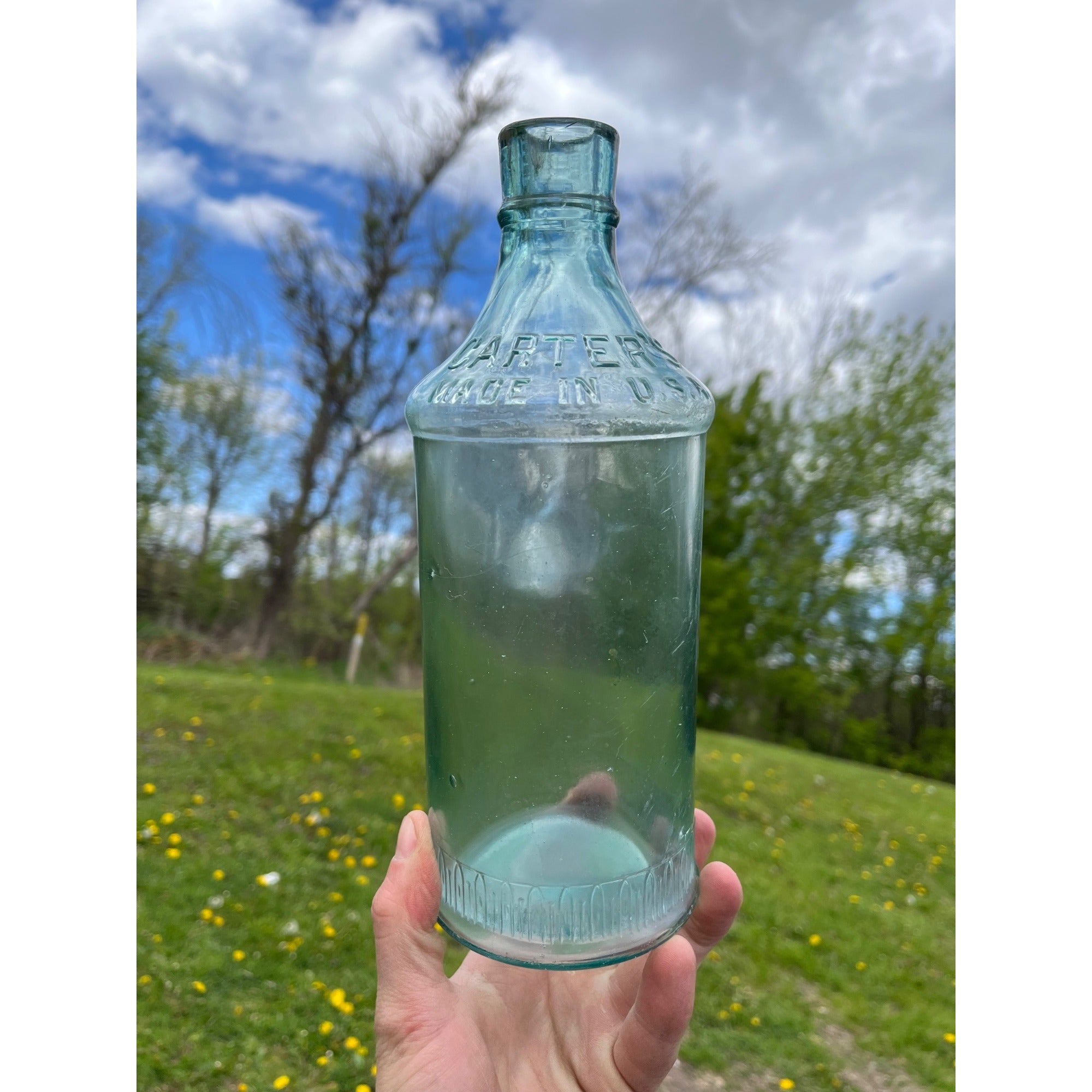 Patented Feb. 14 1899 Carter's Cork Top Full Quart Aqua Blue Green Glass Master Ink 1890s 1900s