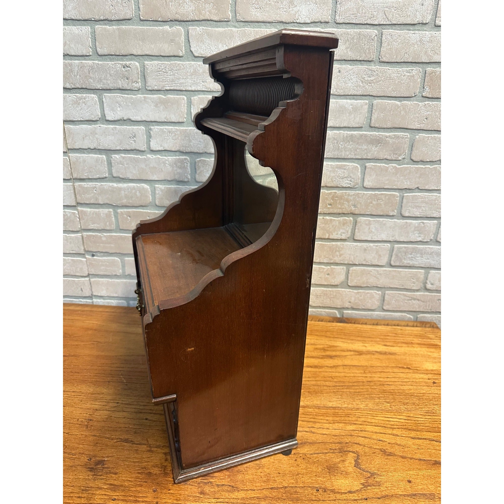 Antique Victorian 2-Drawer Mirrored Shaving Cabinet Bathroom Vanity Tabletop