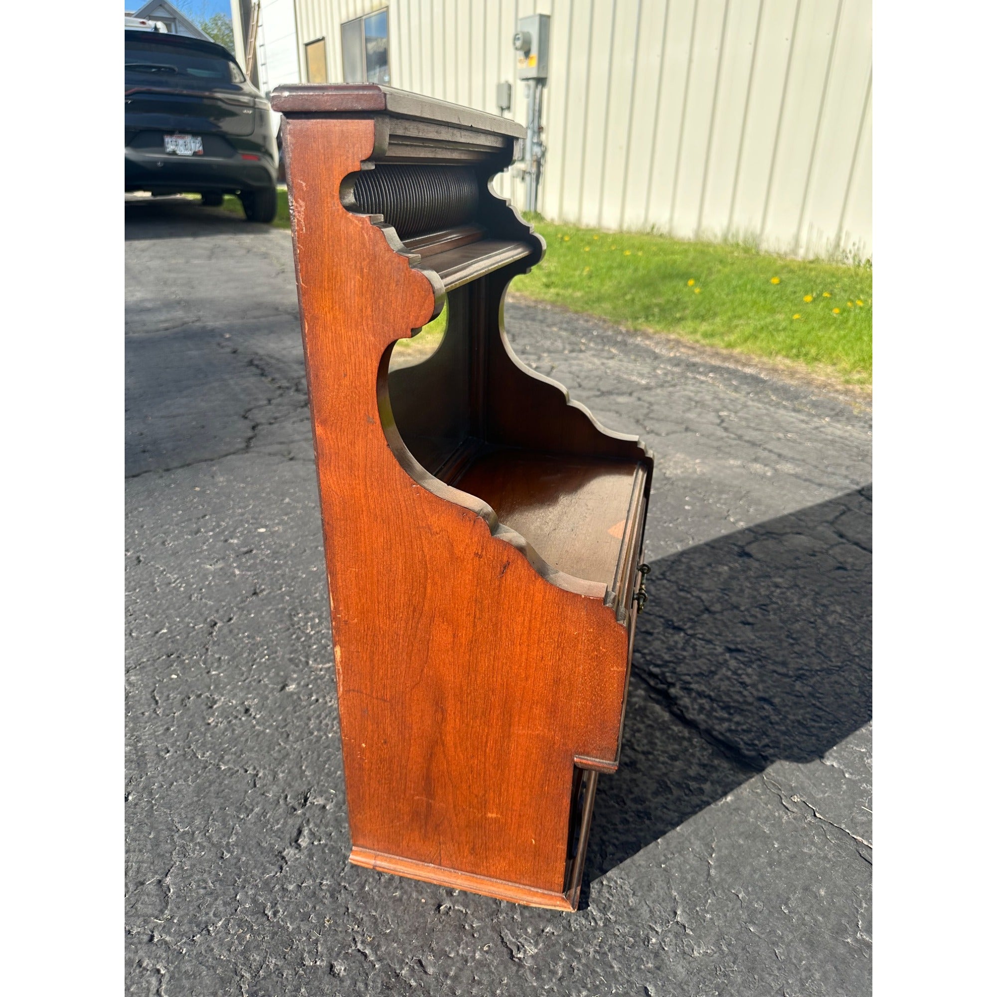 Antique Victorian 2-Drawer Mirrored Shaving Cabinet Bathroom Vanity Tabletop