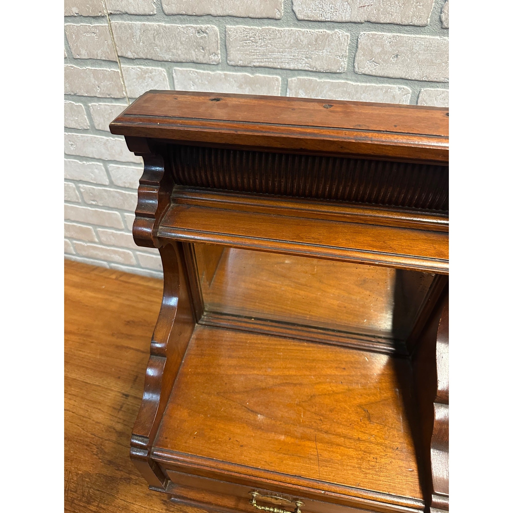 Antique Victorian 2-Drawer Mirrored Shaving Cabinet Bathroom Vanity Tabletop