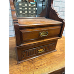 Antique Victorian 2-Drawer Mirrored Shaving Cabinet Bathroom Vanity Tabletop