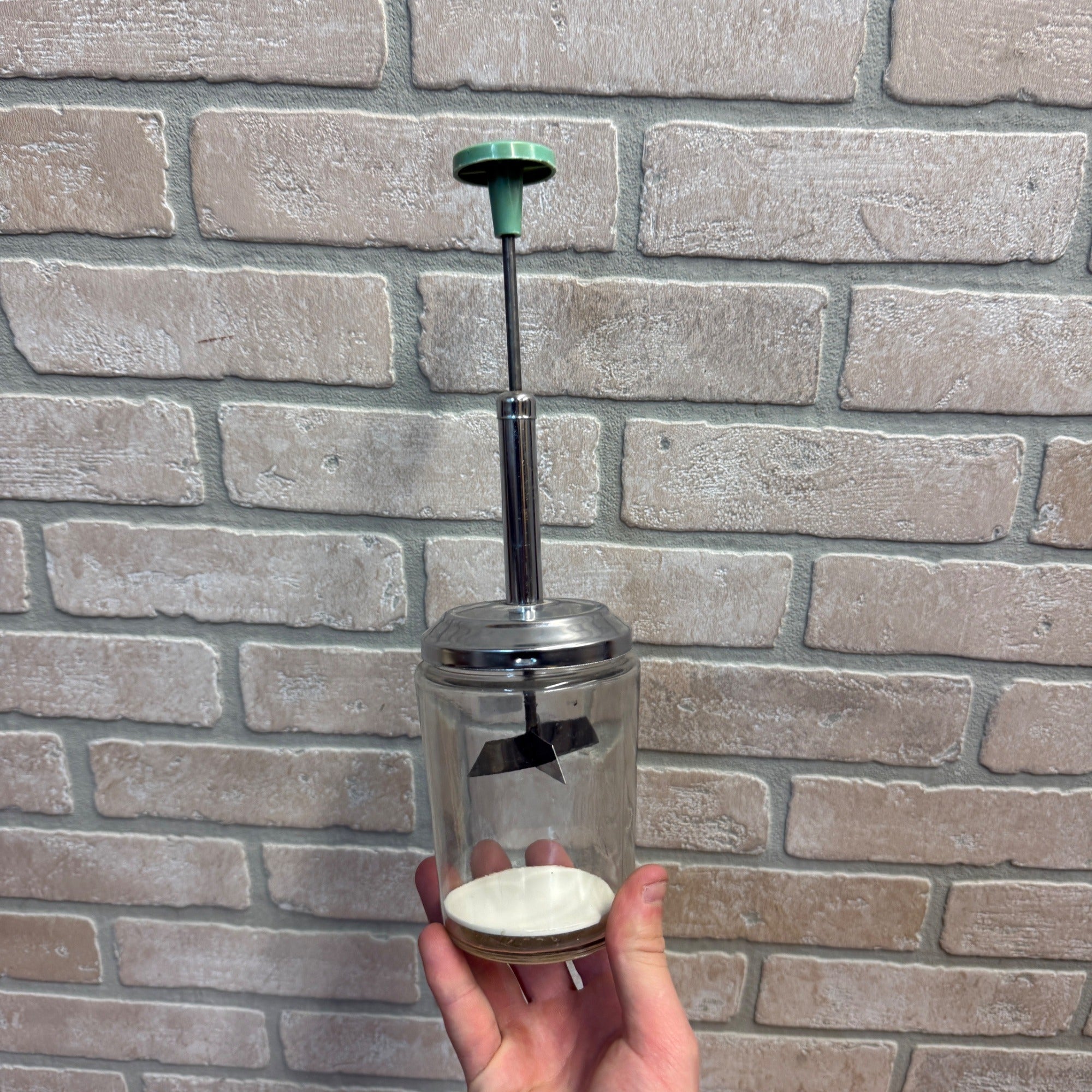 Vintage 1950s ACME Glass Food Chopper - 1-1/2 Capacity Mid Century Green