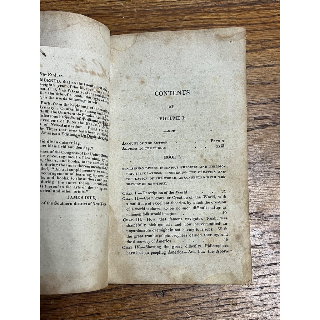 Original 1826 "A History of New York" Diedrich Knickerbocker (Washington Irving)