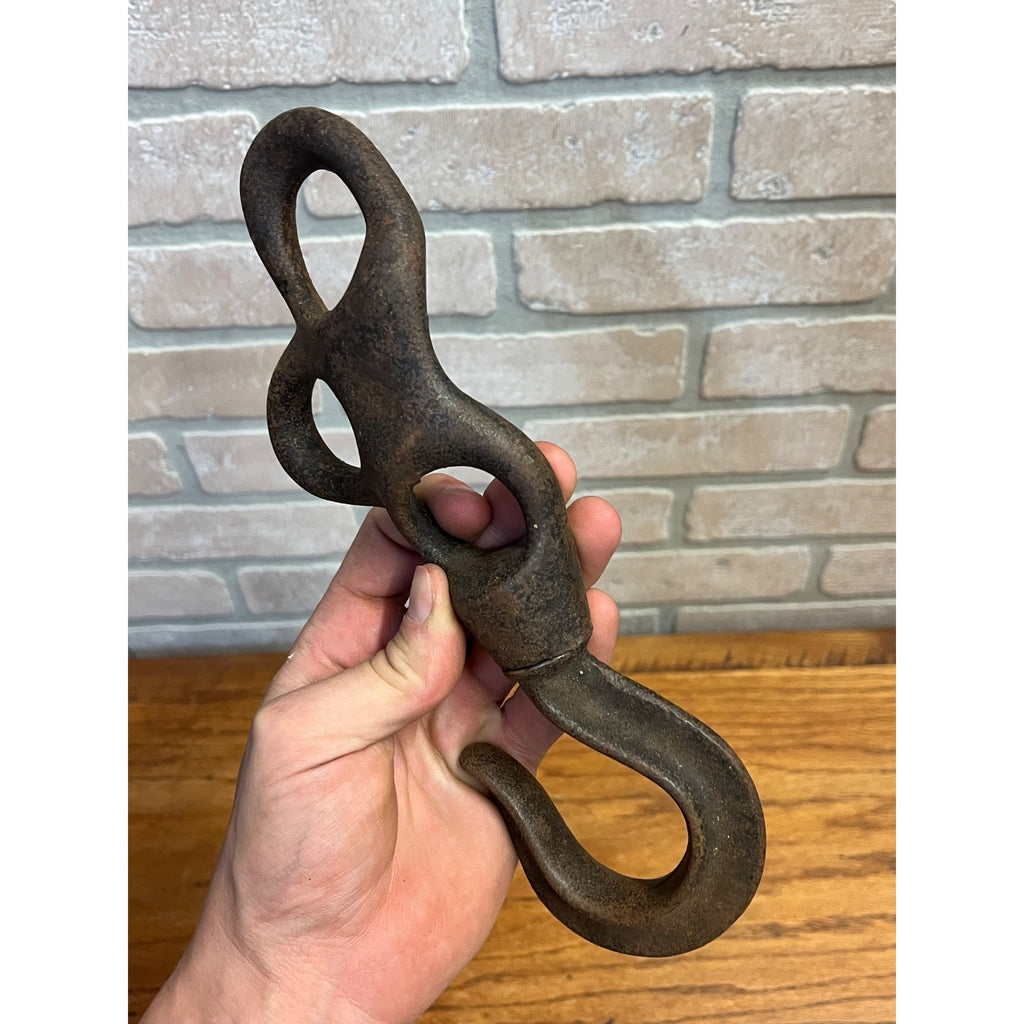 Antique Vintage Cast Iron Hay Trolley Speed Hook Rope Slide Old Farm Barn 9.5"
