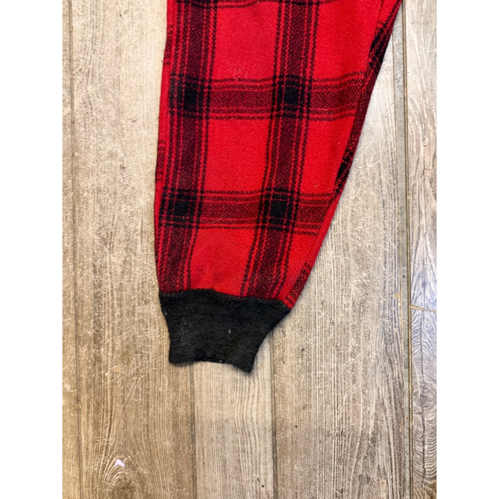 Vintage JC Higgins Woolrich Red Buffalo Plaid Wool Flannel Hunting Pants Fall Winter Distressed