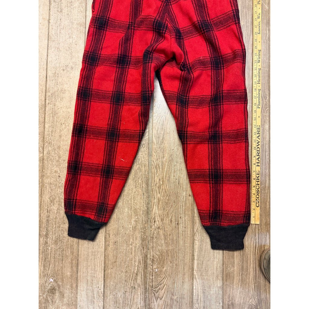 Vintage JC Higgins Woolrich Red Buffalo Plaid Wool Flannel Hunting Pants Fall Winter Distressed