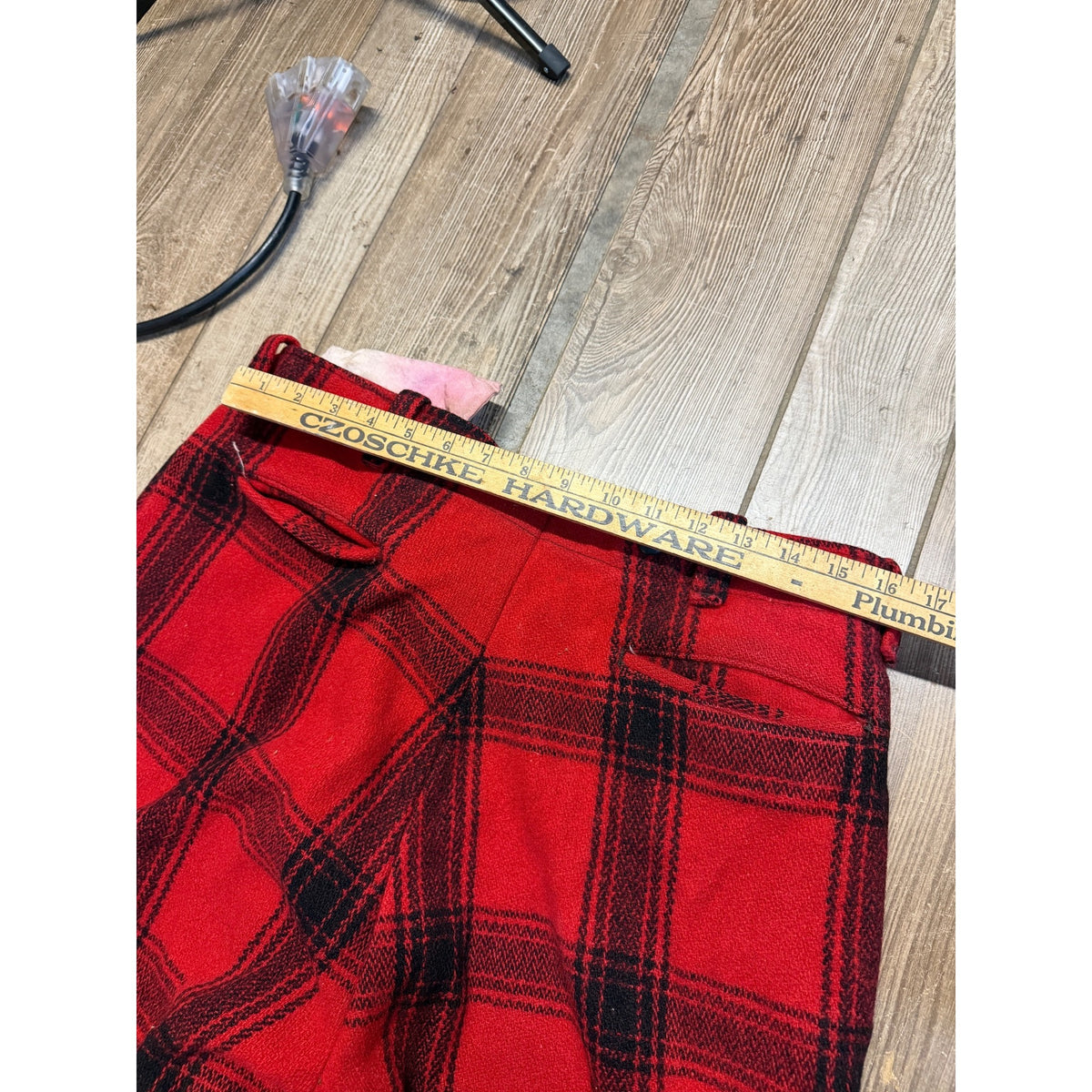 Vintage JC Higgins Woolrich Red Buffalo Plaid Wool Flannel Hunting Pants Fall Winter Distressed