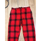 Vintage JC Higgins Woolrich Red Buffalo Plaid Wool Flannel Hunting Pants Fall Winter Distressed