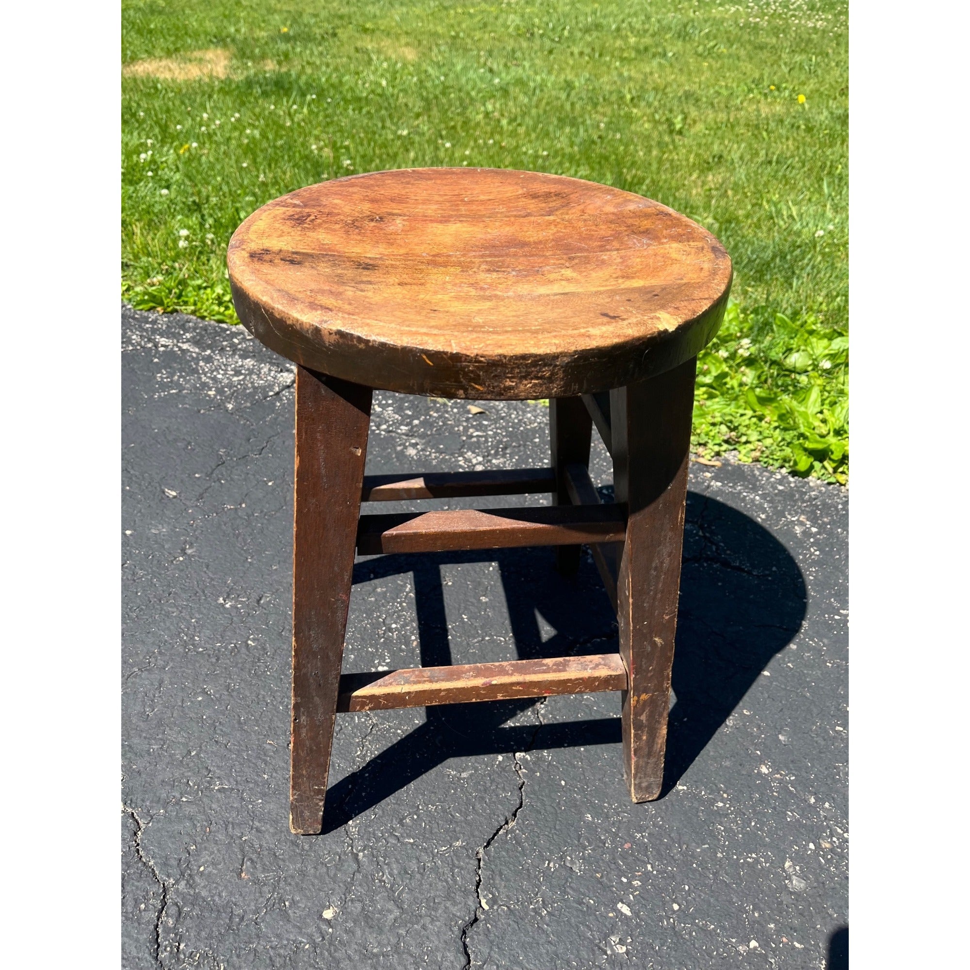 Antique Primitive Milking Stool Old Farmhouse Wooden Stool Rustic Country Decor