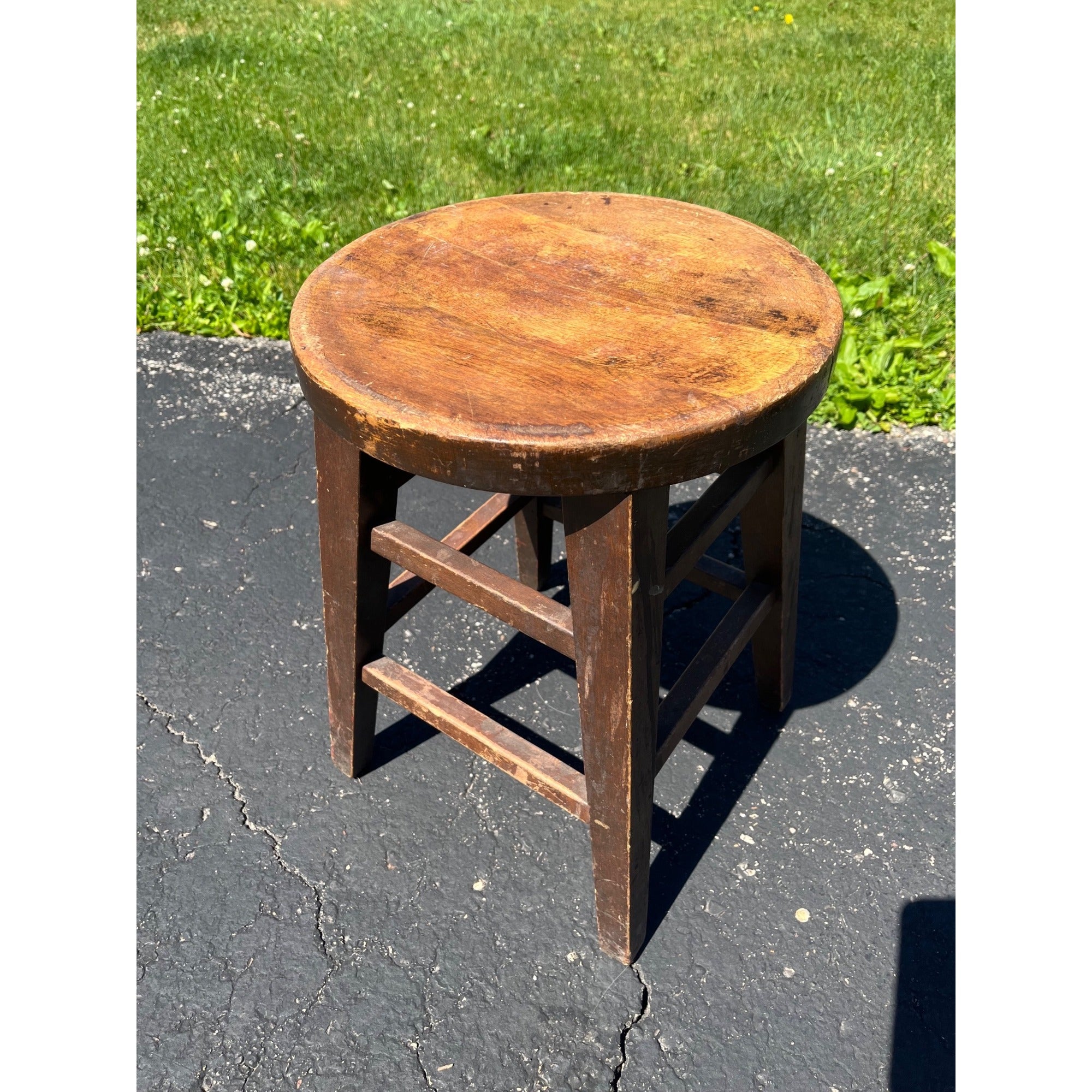 Antique Primitive Milking Stool Old Farmhouse Wooden Stool Rustic Country Decor