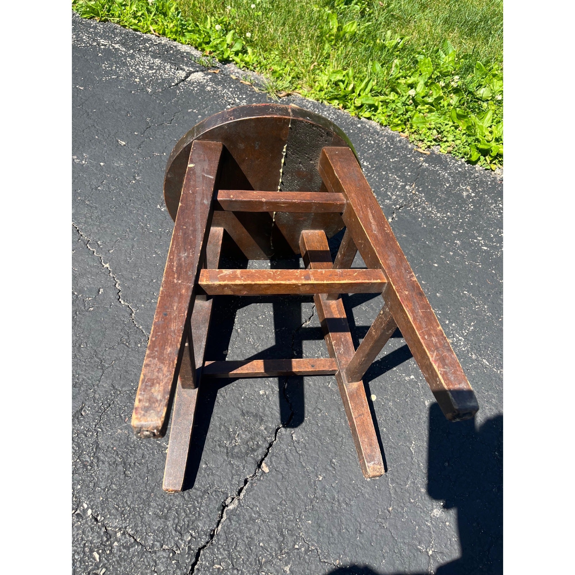 Antique Primitive Milking Stool Old Farmhouse Wooden Stool Rustic Country Decor