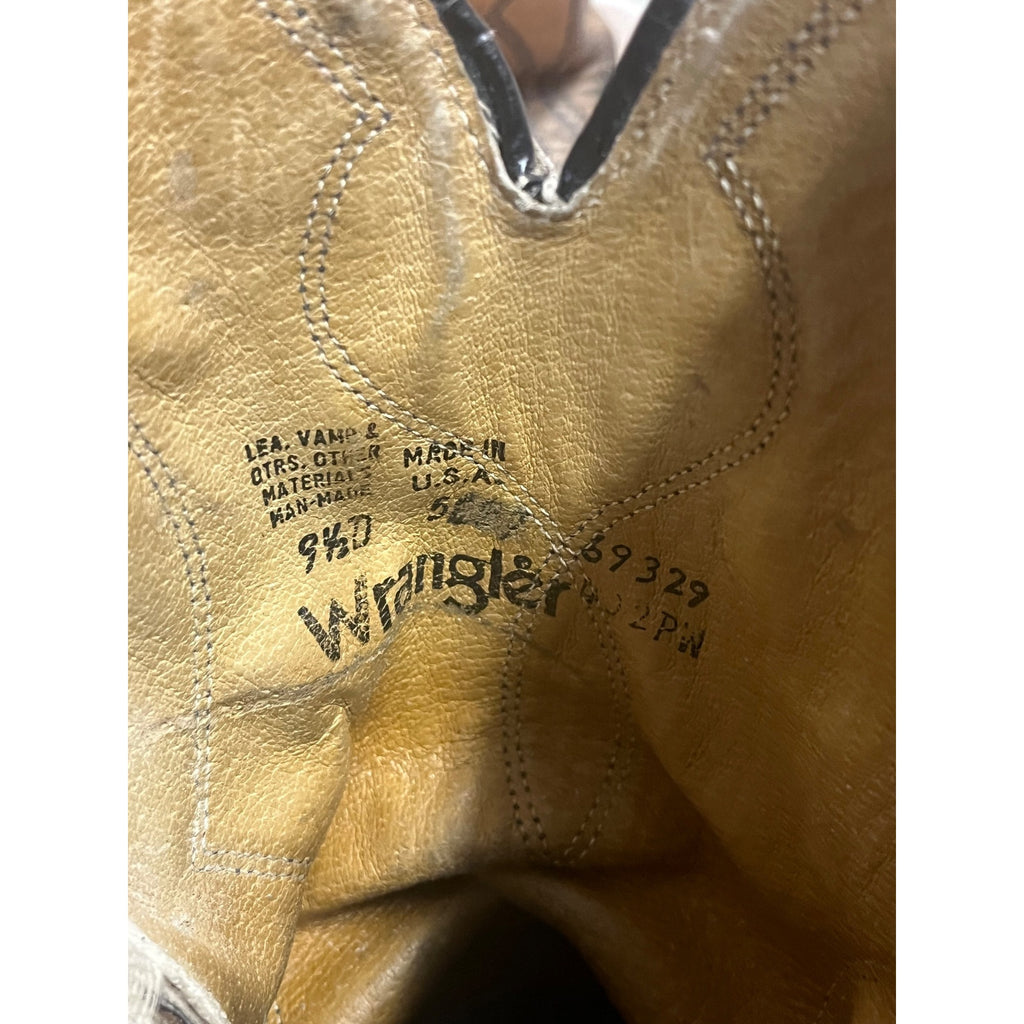 Vintage Men's Wrangler Leather Cowboy Western Boots Size 9.5D