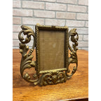 Vintage Antique Ornate Metal Gold Standing Picture Frame