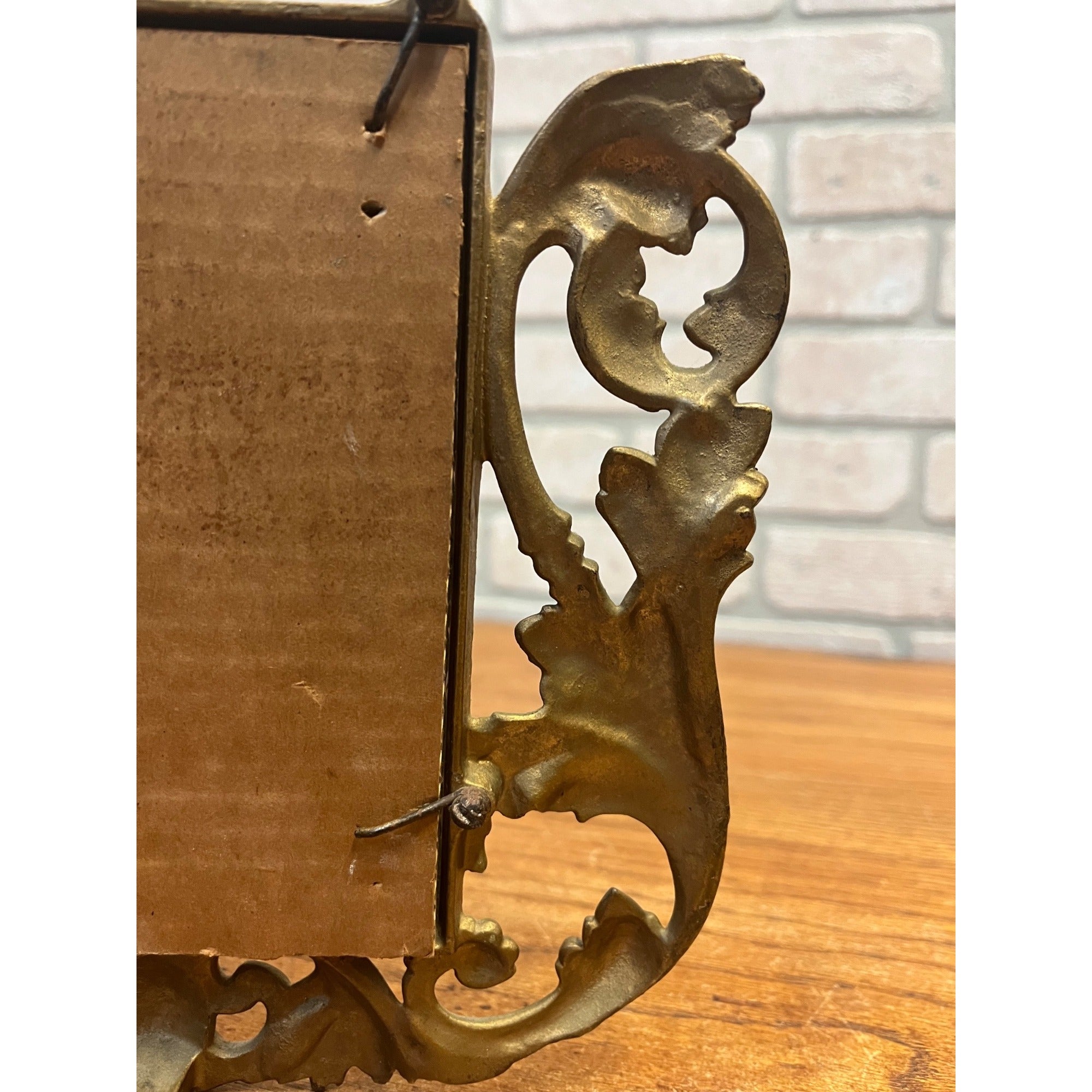 Vintage Antique Ornate Metal Gold Standing Picture Frame