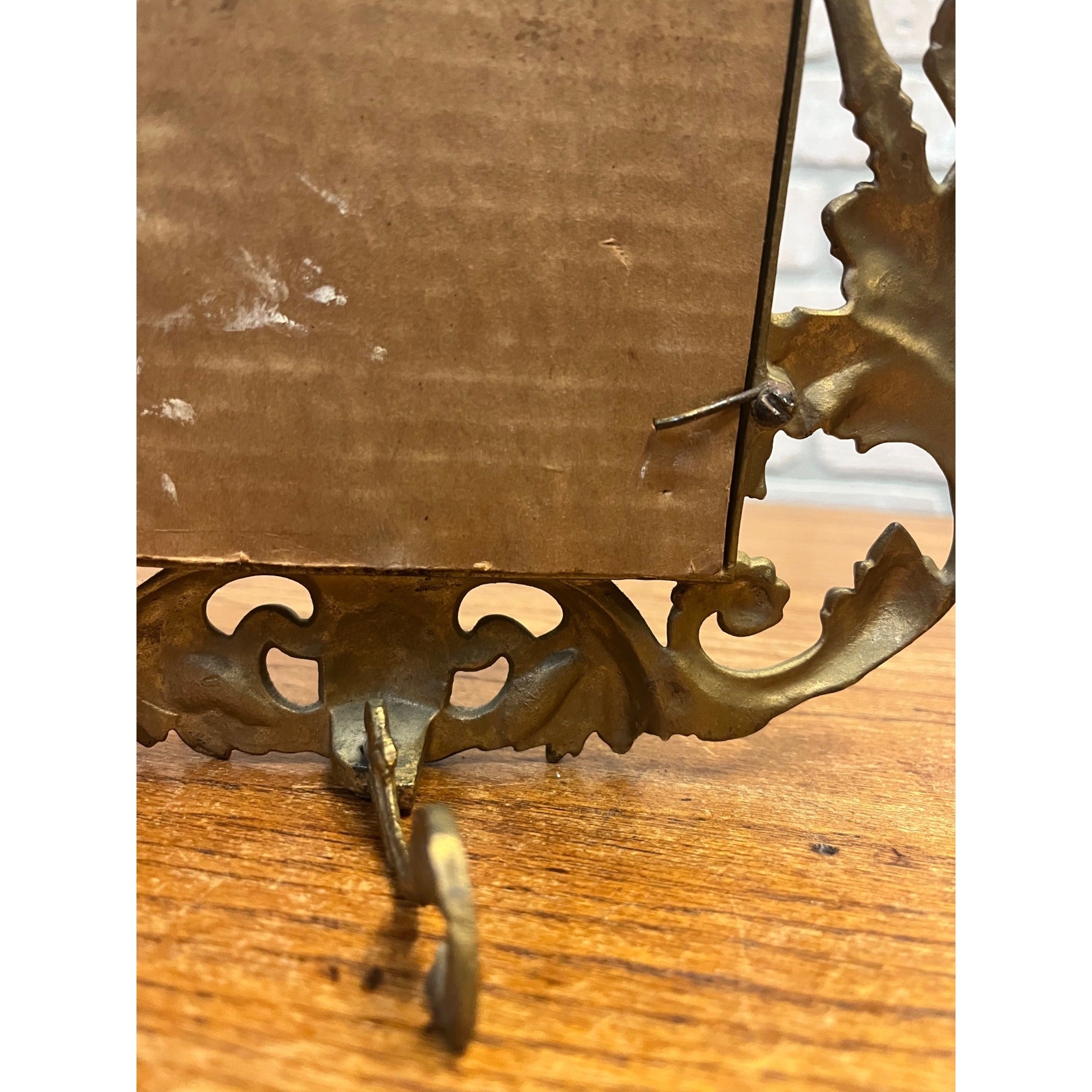 Vintage Antique Ornate Metal Gold Standing Picture Frame