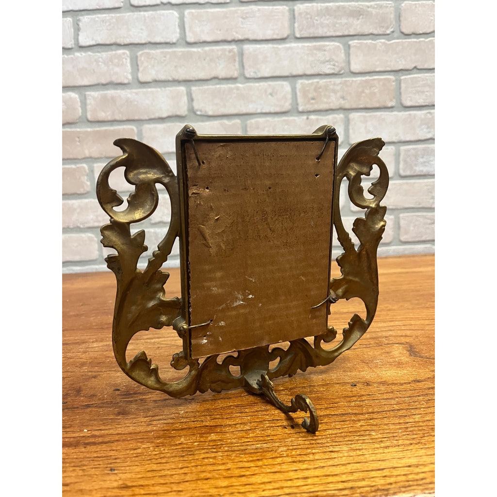 Vintage Antique Ornate Metal Gold Standing Picture Frame