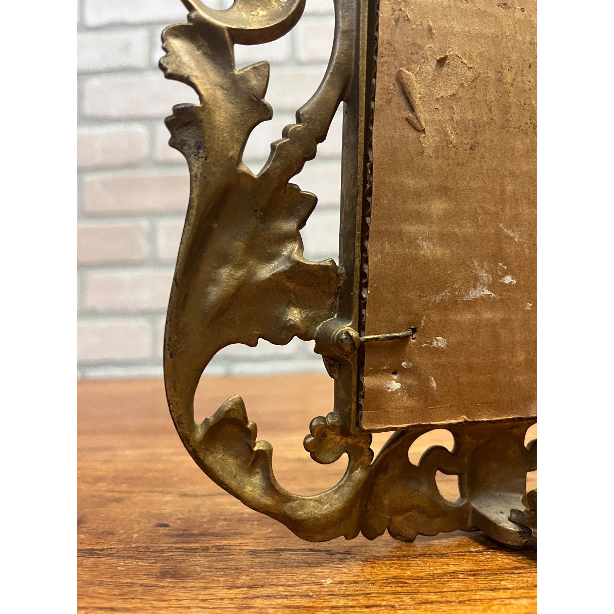 Vintage Antique Ornate Metal Gold Standing Picture Frame