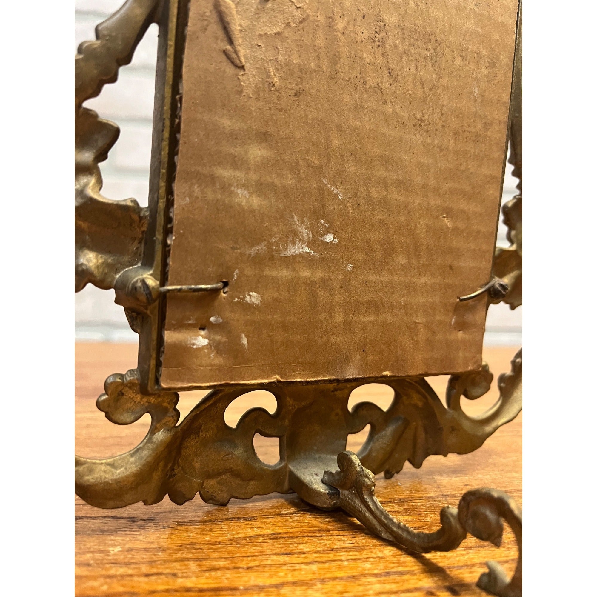 Vintage Antique Ornate Metal Gold Standing Picture Frame