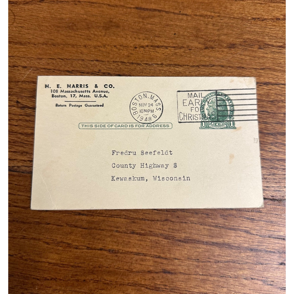 1948 Henry Ellis Harris H.E. & Co. Stamp Philatelic 1948 Boston Massachusetts